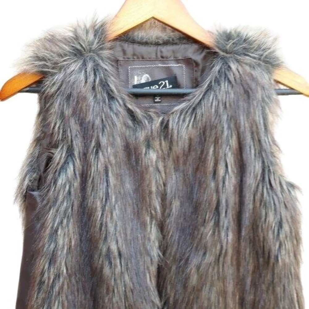 Y2K Rue21 Primitive Vegan Faux Fur Vest Sz S Tunic Faux Leather Panels Primal
